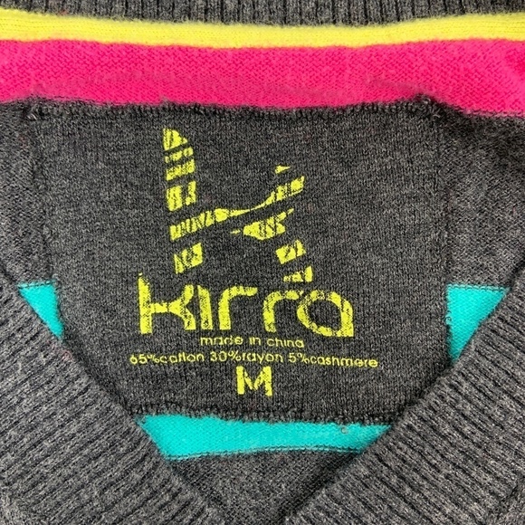 Kirra Sweater Womens Medium V Neck Long Sleeve Multicolor Stripes - Picture 2 of 6